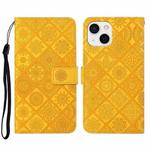 For iPhone 14 Ethnic Style Embossed Pattern Leather Phone Case (Yellow)