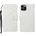 For iPhone 14 Pro Ethnic Style Embossed Pattern Leather Phone Case(White)