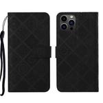 For iPhone 14 Pro Max Ethnic Style Embossed Pattern Leather Phone Case (Black)
