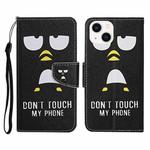 For iPhone 14 3D Colored Drawing Flip Leather Phone Case (Penguins)
