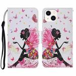 For iPhone 14 3D Colored Drawing Flip Leather Phone Case (Dance Girl)