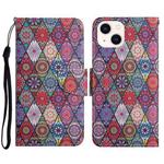 For iPhone 14 Plus 3D Colored Drawing Flip Leather Phone Case (Kaleidoscope)