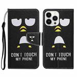 For iPhone 14 Pro 3D Colored Drawing Flip Leather Phone Case(Penguins)