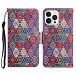 For iPhone 14 Pro 3D Colored Drawing Flip Leather Phone Case(Kaleidoscope)