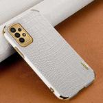 For Samsung Galaxy A23 5G 6D Electroplating Crocodile Texture Phone Case(White)