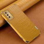 For Samsung Galaxy M52 5G 6D Electroplating Crocodile Texture Phone Case(Brown)