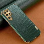 For Samsung Galaxy S22 Ultra 5G 6D Electroplating Crocodile Texture Phone Case(Green)