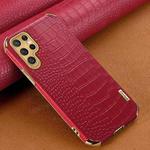 For Samsung Galaxy S22 Ultra 5G 6D Electroplating Crocodile Texture Phone Case(Red)