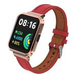For Xiaomi Mi Watch Lite / Redmi Watch Genuine Leather Metal Case Integrated Watch Band(Red)