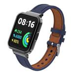 For Xiaomi Mi Watch Lite / Redmi Watch Genuine Leather Metal Case Integrated Watch Band(Dark Blue)