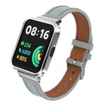 For Xiaomi Redmi Watch 2 Genuine Leather Metal Case Integrated Watch Band(Light Gray)