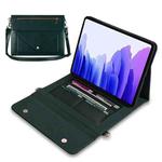 For Samsung Galaxy Tab S6 T860 3-fold Zipper Leather Tablet Case Crossbody Pocket Bag(Green)