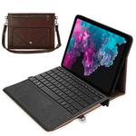 For Microsoft Surface Pro 7 / Pro 7+ 3-fold Zipper Leather Tablet Case Crossbody Pocket Bag(Coffee)