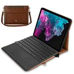 For Microsoft Surface Pro 7 / Pro 7+ 3-fold Zipper Leather Tablet Case Crossbody Pocket Bag(Brown)