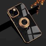 For iPhone 14 6D Electroplating Ring Phone Case (Black)