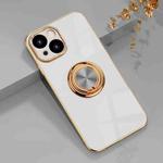 For iPhone 14 6D Electroplating Ring Phone Case (White)