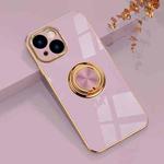 For iPhone 14 6D Electroplating Ring Phone Case (Light Purple)