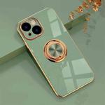 For iPhone 14 Plus 6D Electroplating Ring Phone Case (Green)