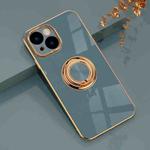 For iPhone 14 Plus 6D Electroplating Ring Phone Case (Grey)