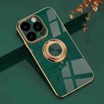 For iPhone 14 Pro 6D Electroplating Ring Phone Case(Dark Green)