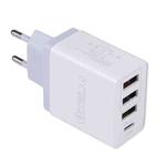 AR-2025 4 in 1 QC3.0 PD20W 3xUSB + USB-C / Type-C Wall Travel Charger, EU Plug(Grey)