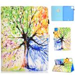 For iPad Pro 11 2020 Sewing Thread TPU Left and Right Flat Leather Tablet Case with Sleep Function & Card Slot & Buckle Anti-skid Strip and Pen Cover(Colorful Tree)