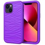 For iPhone 14 Plus Wave Pattern 3 in 1 Silicone + PC Shockproof Phone Case (Purple)