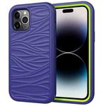 For iPhone 14 Pro Wave Pattern 3 in 1 Silicone + PC Shockproof Phone Case(Navy+Olivine)