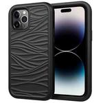 For iPhone 14 Pro Wave Pattern 3 in 1 Silicone + PC Shockproof Phone Case(Black)