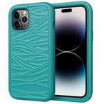 For iPhone 14 Pro Wave Pattern 3 in 1 Silicone + PC Shockproof Phone Case(Dark Sea Green)
