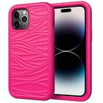 For iPhone 14 Pro Wave Pattern 3 in 1 Silicone + PC Shockproof Phone Case(Hot Pink)