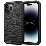 For iPhone 14 Pro Max Wave Pattern 3 in 1 Silicone + PC Shockproof Phone Case (Black)