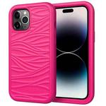 For iPhone 14 Pro Max Wave Pattern 3 in 1 Silicone + PC Shockproof Phone Case (Hot Pink)