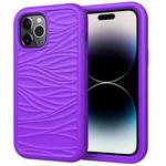 For iPhone 14 Pro Max Wave Pattern 3 in 1 Silicone + PC Shockproof Phone Case (Purple)