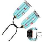 Bohemian Hand Beaded Soft Pottery Smiling Watch Band For Apple Watch Ultra 49mm&Watch Ultra 2 49mm / Series 9&8&7 45mm / SE 3&SE 2&6&SE&5&4 44mm / 3&2&1 42mm(Cyan-blue)