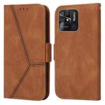 For Xiaomi Redmi 10C Embossing Stripe RFID Leather Phone Case(Brown)