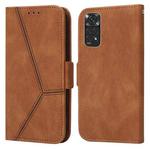 For Xiaomi Redmi Note 11 4G Embossing Stripe RFID Leather Phone Case(Brown)