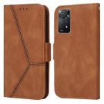 For Xiaomi Redmi Note 11 Pro Embossing Stripe RFID Leather Phone Case(Brown)