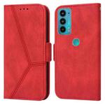 For Motorola Moto E20 / E30 / E40 Embossing Stripe RFID Leather Phone Case(Red)