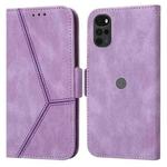For Motorola Moto G22 Embossing Stripe RFID Leather Phone Case(Purple)