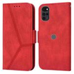 For Motorola Moto G22 Embossing Stripe RFID Leather Phone Case(Red)
