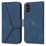 For Motorola Moto G22 Embossing Stripe RFID Leather Phone Case(Blue)