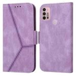 For Motorola Moto G30 / G10 / G20 Embossing Stripe RFID Leather Phone Case(Purple)