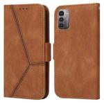 For Nokia G21 / G11 Embossing Stripe RFID Leather Phone Case(Brown)