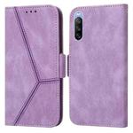 For Sony Xperia 10 III Embossing Stripe RFID Leather Phone Case(Purple)