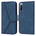 For Sony Xperia 10 III Embossing Stripe RFID Leather Phone Case(Blue)