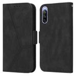 For Sony Xperia 10 III Embossing Stripe RFID Leather Phone Case(Black)
