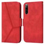 For Sony Xperia 10 IV Embossing Stripe RFID Leather Phone Case(Red)