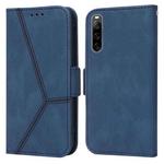 For Sony Xperia 10 IV Embossing Stripe RFID Leather Phone Case(Blue)