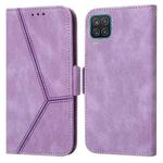 For Samsung Galaxy A12 5G / 4G Embossing Stripe RFID Leather Phone Case(Purple)